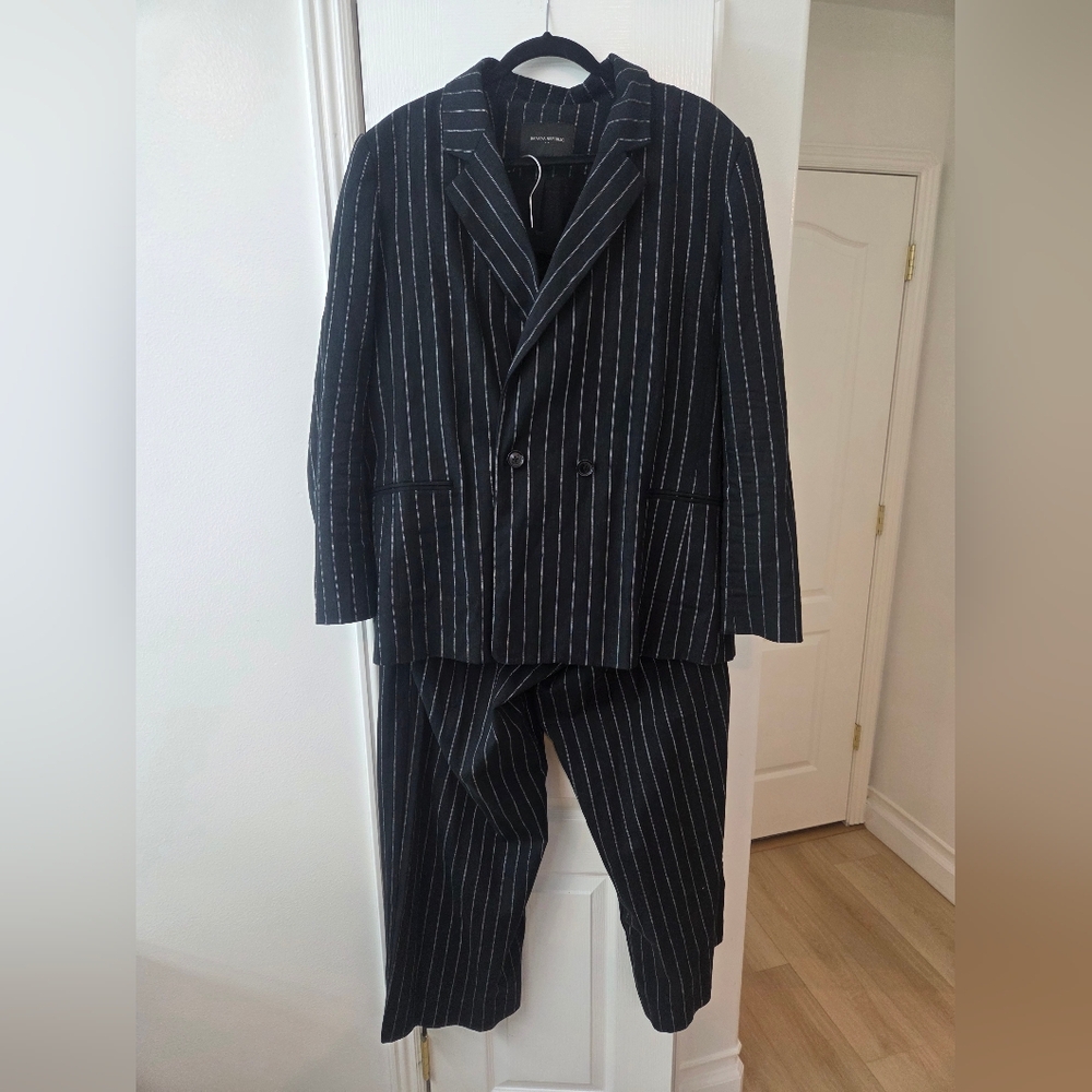 ​Banana Republic Linen Blend Pinstripe Suit Set Blazer 20 Pants 20